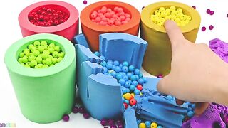 Satisfying Video | How To Make Rainbow Candy Cup from Kinetic Sand Cutting ASMR | Zon Zon