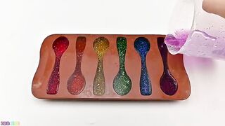 Satisfying Video l How To Make Rainbow Spoon with Jelly Glitter Cutting ASMR | Zon Zon