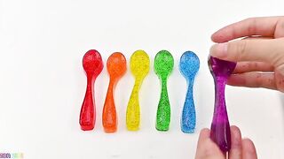 Satisfying Video l How To Make Rainbow Spoon with Jelly Glitter Cutting ASMR | Zon Zon