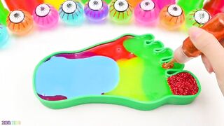 Satisfying Video | How To Make Rainbow Foot Bathtub with Slime Glitter ASMR | Zon Zon