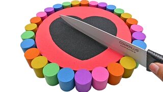 Satisfying Video | How To Make Rainbow Cake has Heart from Kinetic Sand Cutting ASMR | Zon Zon