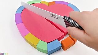 Satisfying Video | How To Make Rainbow Heart from Kinetic Sand Cutting ASMR | Zon Zon