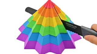 Satisfying Video | How To Make Rainbow Kinetic Sand Pyramid Cutting ASMR | Zon Zon