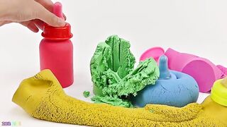 Satisfying Video | How To Make Kinetic Sand Rainbow Heart Cutting ASMR | Zon Zon