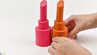 Satisfying Video | How To Make Rainbow Lipstick with Kinetic Sand Cutting ASMR | Zon Zon
