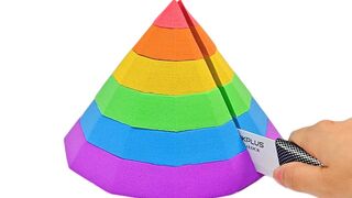 Satisfying Video | How To Make Kinetic Sand Rainbow Pyramid Cutting ASMR | Zon Zon