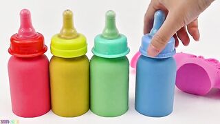 Satisfying Video | How To Make Kinetic Sand Rainbow Baby Milk Bottle Cutting ASMR | Zon Zon