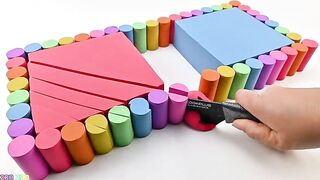 Satisfying Video l Kinetic Sand Rainbow Square Double Cake Cutting ASMR | Zon Zon