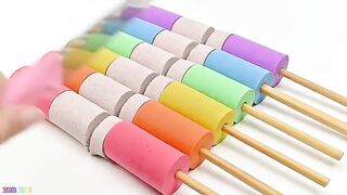 Satisfying Video l Kinetic Sand Rainbow Lollipop Sticks Cutting ASMR #35 Zon Zon
