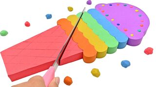 Satisfying Video l Kinetic Sand Rainbow Ice Cream Cake Cutting ASMR #31 Zon Zon