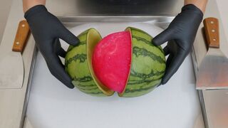 ASMR - Watermelon Ice Cream Rolls | How to make Ice Cream out of Watermelon