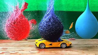 Experiment Car vs Water Balloons in Slow Motion [ Satisfaction 130% ]