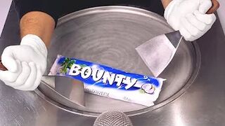 Bounty Candy Bar Ice Cream Rolls - how to make Coconut & Chocolate Bar to Coco Ice Cream | ASMR