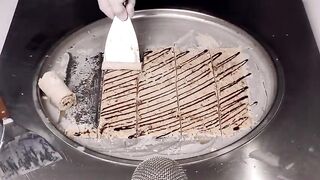 Bounty Candy Bar Ice Cream Rolls - how to make Coconut & Chocolate Bar to Coco Ice Cream | ASMR