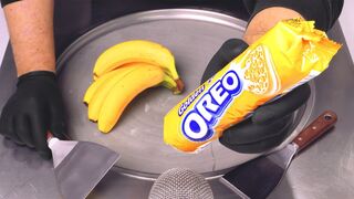 Golden OREO & Banana Ice Cream Rolls | how to make Nice Cream with fresh Bananas & Cookies - Recipe