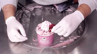 Fanta Cherry Ice Cream Rolls | how to make Fanta to Ice Cream - fast ASMR Hand Sounds & Movements