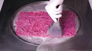 ASMR Raspberry Ice Cream Rolls - satisfying Food Transformation with Raspberries | real Berry Dream