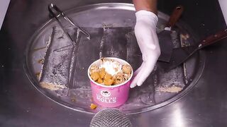 Lotus Biscoff Biscuits - Ice Cream Rolls | how to make crunchy Cookies & Cream Ice Cream - Food ASMR