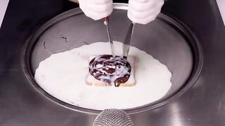 How to make a Nutella Sandwich to Ice Cream | ASMR tapping & scratching Sounds - Ice Cream Rolls
