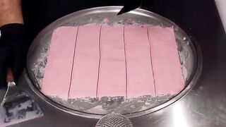 Hershey's Syrup - Ice Cream Rolls | how to make Strawberry Sauce to rolled fried Ice Cream / ASMR