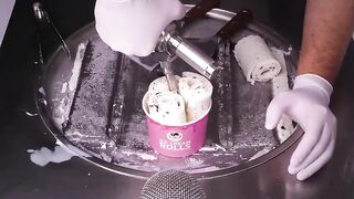 Snowman Ice Cream Rolls | how to make real Snow to Ice Cream - Winter ASMR