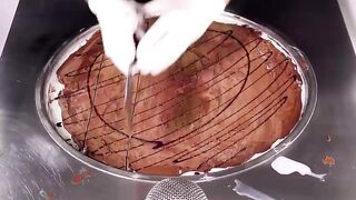 Massive Nutella Bucket Ice Cream Rolls | making Ice Cream out of Chocolate Hazelnut Spread - ASMR