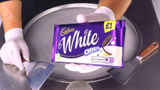 Cadbury - white OREO Ice Cream Rolls | crinkle and crackle ASMR Sounds with a sweet Bar of Chocolate