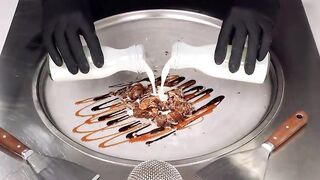 ASMR - Chocolate Bar Ice Cream Rolls | how to make Snickers, Bounty, Mars & Twix to rolled Ice Cream