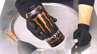MONSTER Mule - Ice Cream Rolls | how to make Monster Ice Cream - fast ASMR with Energy Drink