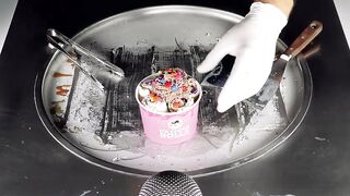 ASMR - m&m's Popcorn Ice Cream Rolls | how to make Candy POP Popcorn twith m&m minis to Ice Cream