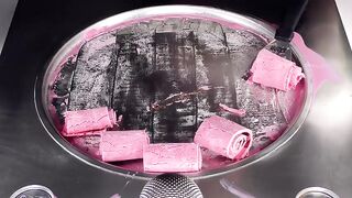 Monster Energy triple pink Punch - Ice Cream Rolls | tapping & scratching ASMR Sounds - fast & rough