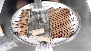 ASMR - OREO Ice Cream Rolls | how to make mini Sandwich Cookies to Chocolate Ice Cream - fast Recipe