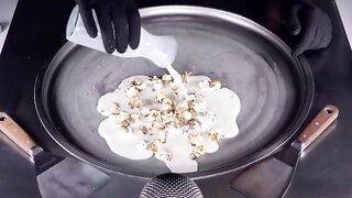 TWIX Candy Popcorn Ice Cream | how to make Candy POP Popcorn to Ice Cream Rolls - fast ASMR Tingles