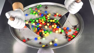 ASMR - m&m's Ice Cream Rolls | colorful spectacle of different m and m flavors - crispy mini mms