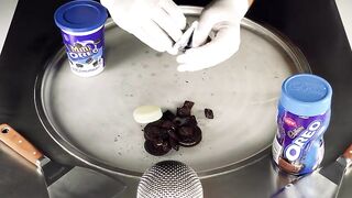 ASMR - Full OREO Ice Cream Rolls | how to make OREO Ice Cream with Chocolate covered Cookies & more
