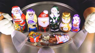 ASMR - Chocolate Santa Claus Ice Cream Rolls | Oreo, KitKat, milka, Kinder, Ferrero Rocher & Daim