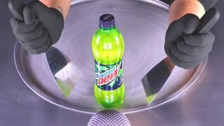 ASMR - Mountain DEW Ice Cream Rolls | how to make Lemonade to rolled Ice Cream - cool Beverage Drink