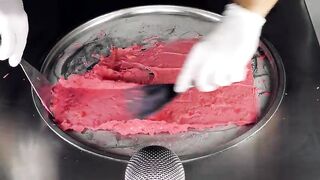 ASMR - Watermelon Ice Cream Rolls | oddly satisfying Melon crushing - fast ASMR tapping & scratching