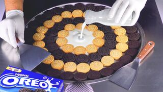 ASMR - OREO Ice Cream Rolls Experiment | fast rough ASMR Food Fusion - Food Art Dessert with Cookies