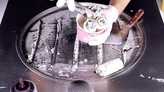 ASMR - Surprise Eggs MAXI Ice Cream Rolls | how to make kinder Chocolate to rolled fried Ice Cream