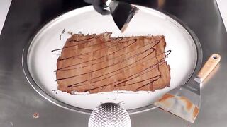 ASMR - huge Nutella Bucket Ice Cream Rolls | fast rough ASMR with Nutella Chocolate Cream Spread