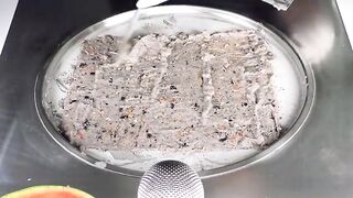 ASMR - Watermelon & OREO Ice Cream Rolls | how to make Melon + Cookies to rolled fried Ice Cream 남자