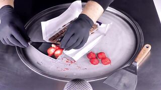 ASMR - Cadbury & Strawberry Ice Cream Rolls | make Dairy Milk Chocolate & Strawberries to Ice Cream