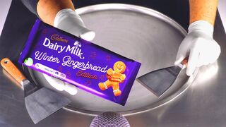ASMR - how to make Ice Cream Rolls out of Cadbury Dairy Milk Winter Gingerbread Edition Chocolate