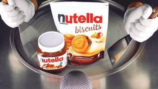 ASMR - Nutella Ice Cream Rolls | how to make Nutella Chocolate Cream and Biscuits to fried Ice Cream