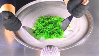 ASMR - veggie Seaweed Ice Cream Rolls | how to make healthy Alga from the Oceans to Ice Cream / Food