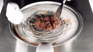 Chocolate covered OREO Ice Cream Rolls | oddly satisfying Scraper crushing Cookies - fast ASMR 먹방