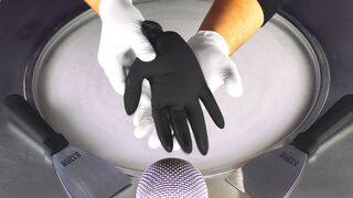 Fast ASMR with black nitrile Latex Glove | rubber Gloves & Jelly Ice Cream Rolls - oddly satisfying
