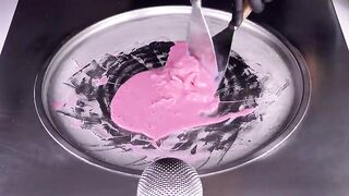 Watermelon Ice Cream Rolls | how to make Melon to Ice Cream - tapping & scratching fast ASMR | 食べ放題