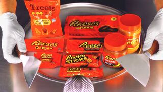 ASMR - Reese's Ice Cream Rolls | chopping & crushing ASMR Sounds with Reeses Chocolate - fast ASMR